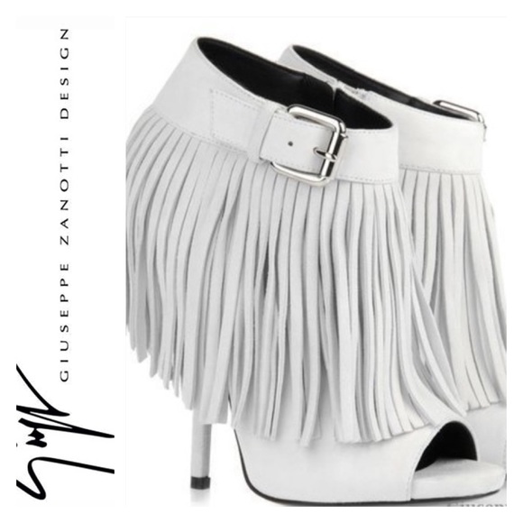 Giuseppe Zanotti White Fringe Heels Size 10 - Picture 1 of 8